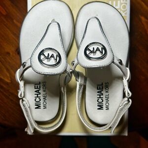 Girls MK Michael Kors Sandals, White, Size 8, Like new condition
